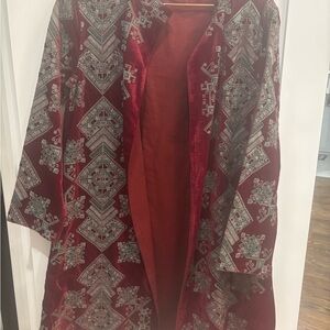 Elegant Red and Silver Women's Coat